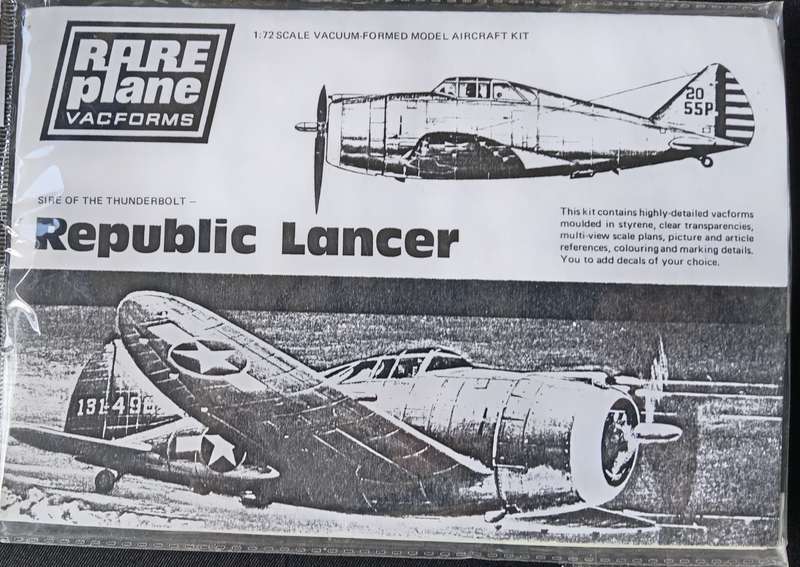 Rare Plane, Republic Lancer  P-43A Vacform Kit 1:72