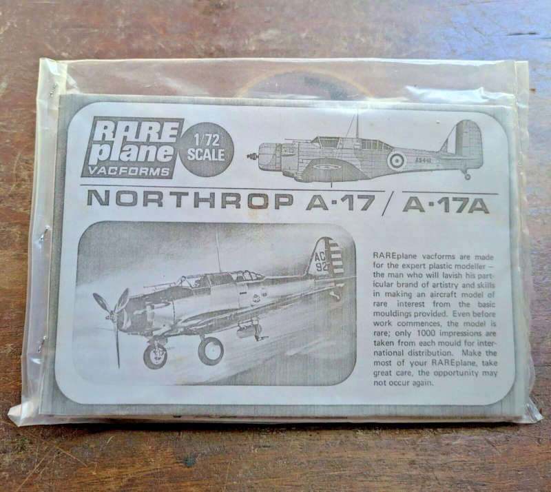 Rare Plane,  NORTHROP A-17 / A-17A AC-FORMED MODEL AIRCRAFT KIT-1:72 VINTAGE