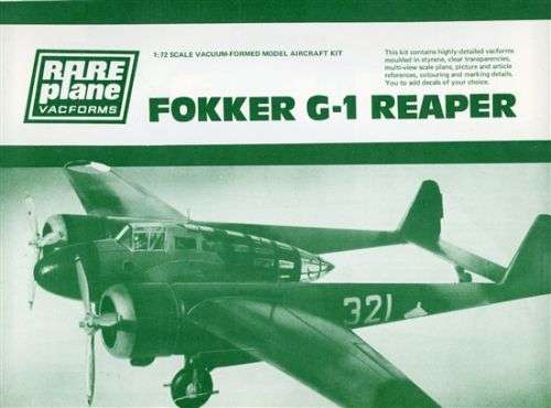 Rareplane, Fokker G-1 Reaper Vacform Model Kit 1/72 Scale
