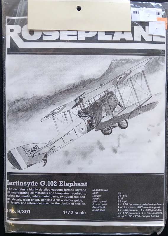 RosePlane, Martinsyde G.102 Elephant  No. R/301 | 1:72 Scale