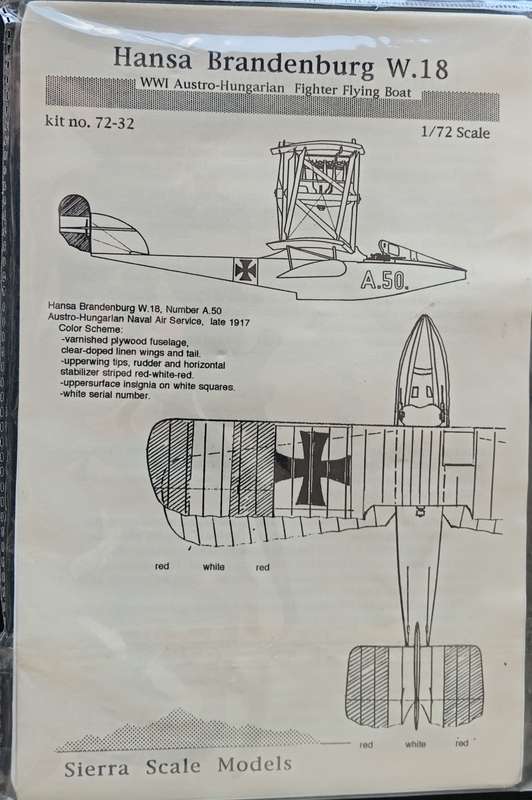 Sierra Scale Models Hansa Brandenburg Vacuum KitW.18  No. 72-32 | 1:72