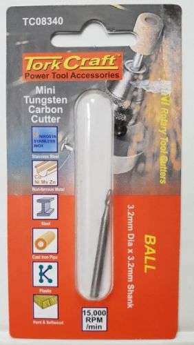 Tork Craft  Power Tools Accessories, Ball 3.2mm Dia x 3.2mm Shank TC08340