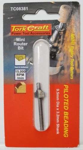 Tork Craft  Power Tools Accessories, Piloted Beading 9.5mm Dia x 3.2mm Shank TC08381