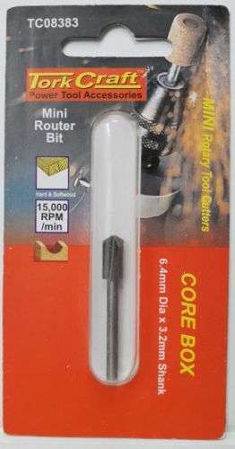 Tork Craft  Power Tools Accessories, Core Box 6.4mm Dia x 3.2mm Shank TC08383