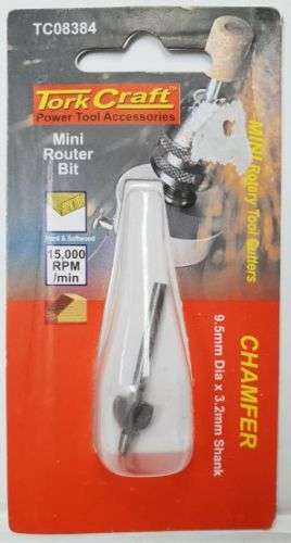 Tork Craft  Power Tools Accessories, Chamfer 9.5mm Dia x 3.2mm Shank TC08384