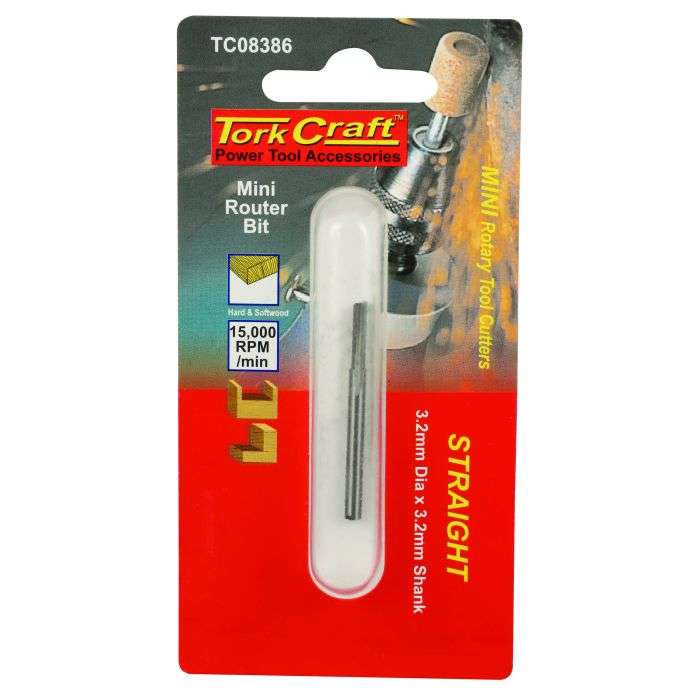 Tork Craft  Power Tools Accessories, Straight 3.2mm Dia x 3.2mm Shank TC08386