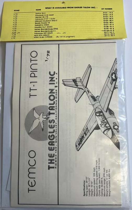 The Eagles Talon, Inc. Temco TT-1 Pinto No. ET-114 | 1:72 Vacuum Kit