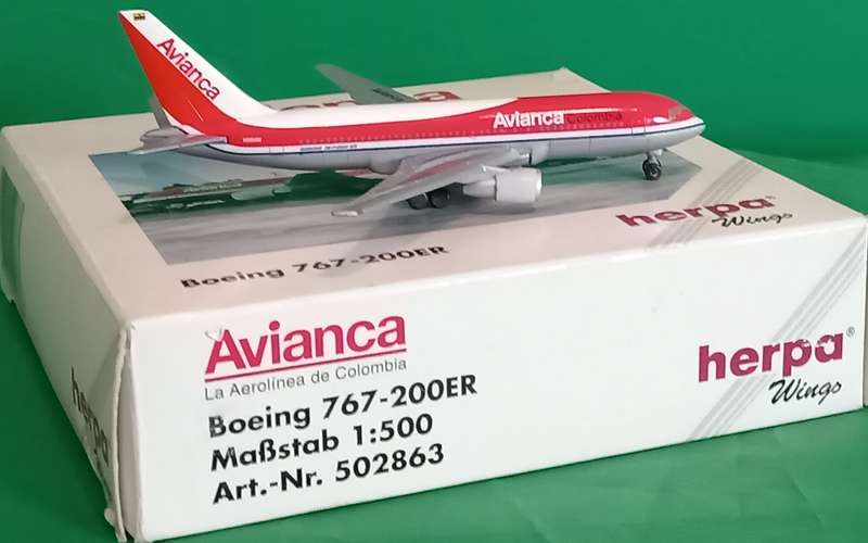 Herpa Wings, Avianca Colombia Boeing 767-200ER N985AN 502863 1:500