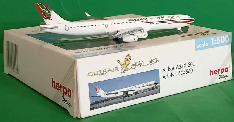 Herpa Wings, Gulf Air Airbus A340-300  - 1/500 Scale