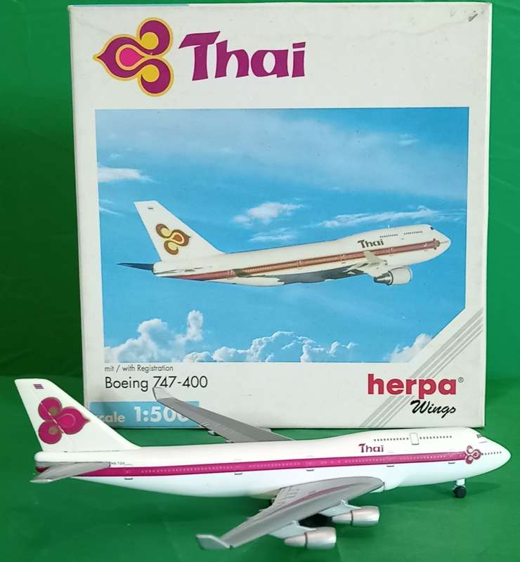 Herpa Wings, Thai, Boeing 747-400, Nr. 500616, Reg. HS-TGX, 1-500 Scale