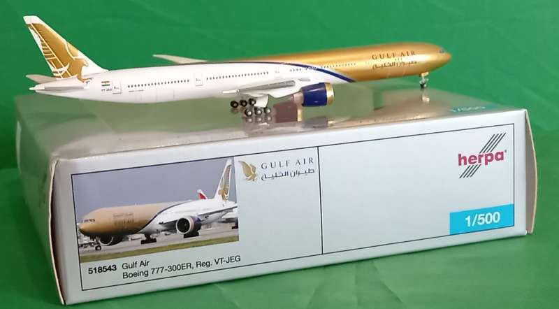 Herpa Wings, Gulf Air Boeing 777-300ER VT-JEG (518543)  1:500 Scale