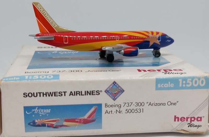 Herpa Wings, Southwest Airlines, Arizona One, Boeing 737-300, 500531, 1,500 Scale