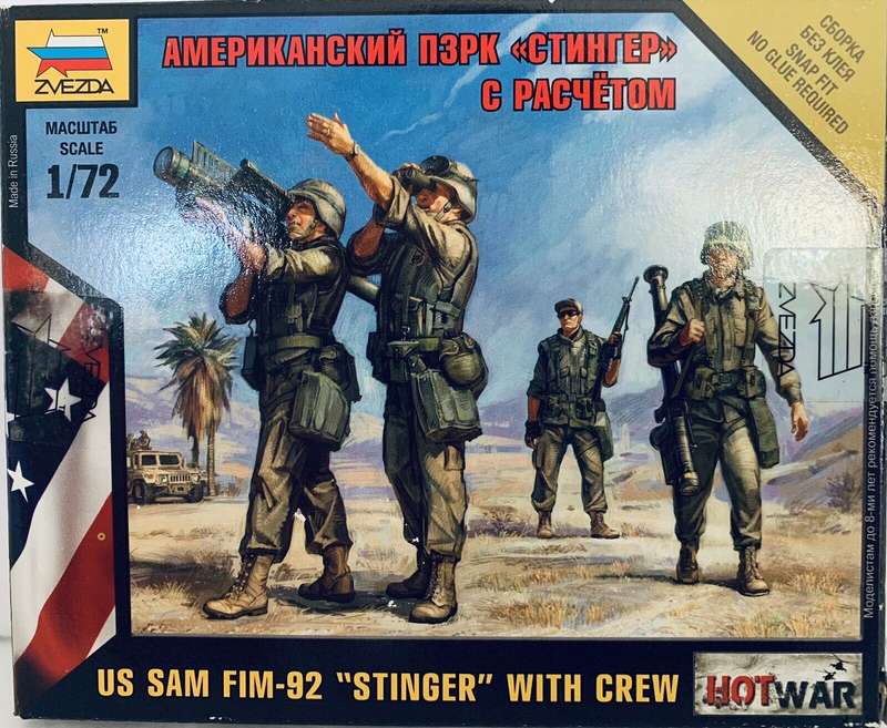 US Sam Fim-92 Stinger With Crew Model Soldiers Zvezda 7416  1/72 Scale