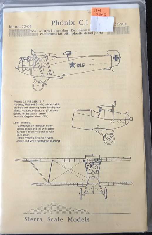 Sierra Scale Models, Phonix C.1 Vacuum Kit  No. 72-08  1,72