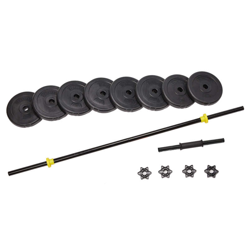 Everlast Force Bench with Barbell Bar, Dumbbell Handle & 18.2kg Weights - 12849 - Grade A Refurb