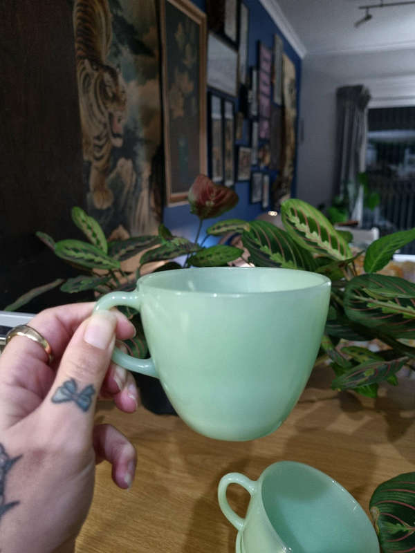 Jadeite Cups and Saucers