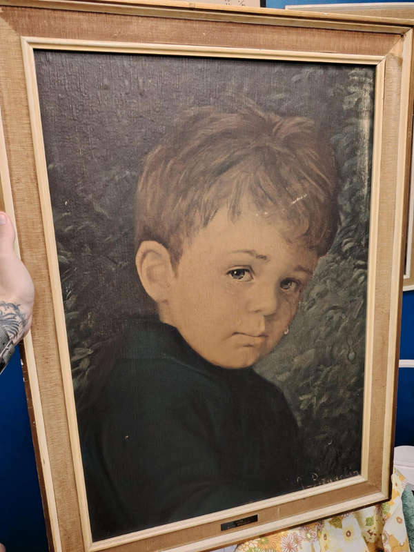 Crying Boy Vintage Print