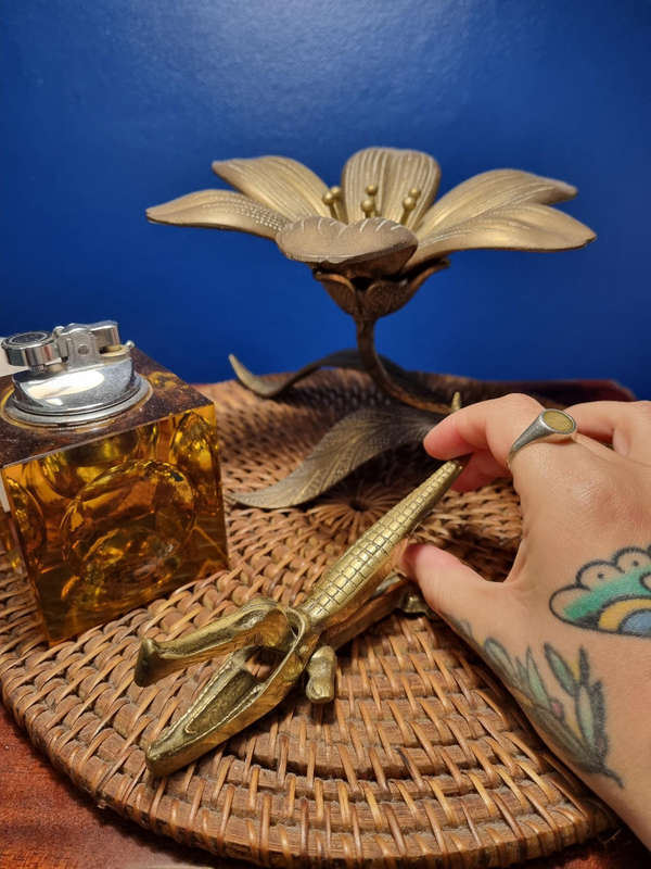 Rare Brass Alligator Nutcracker