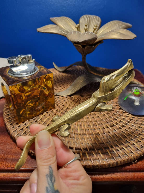 Rare Brass Alligator Nutcracker