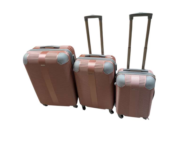 Le Emporer 3 Piece Luggage Set - Light Weight Suitcase - Rose Gold