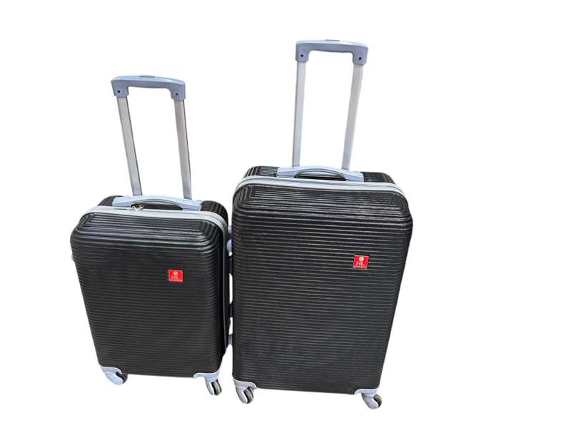 2 piece hard shell luggage set - 22 inch & 26 inch (black) check-in suitcase 4 wheels