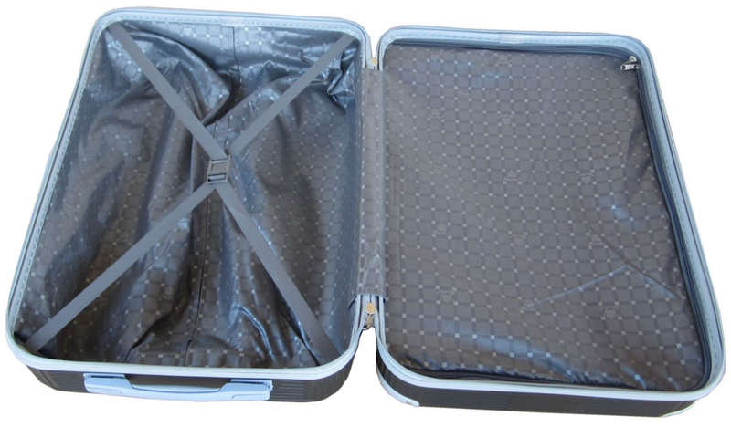 3 Piece Hard Outer Shell Luggage Set - Black Plastic Reinforced Edges READ DESCRIPTION