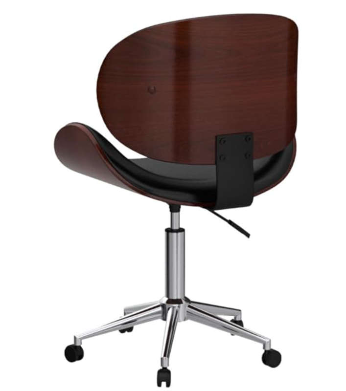 Stylish Wooden and PU Leather Office Desk Chairs - Black