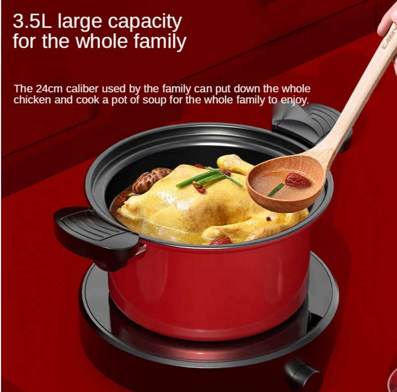 Non-stick micro pressure cooker 3.5L Cooking Capicty-Stainless Still-RED