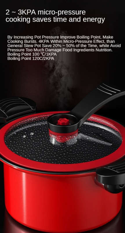 Non-stick micro pressure cooker 3.5L Cooking Capicty-Stainless Still-RED