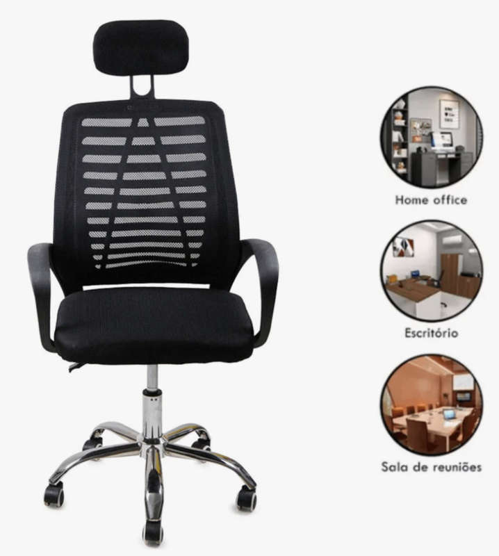 Premium ergonomic mesh chair with headrest and steel base