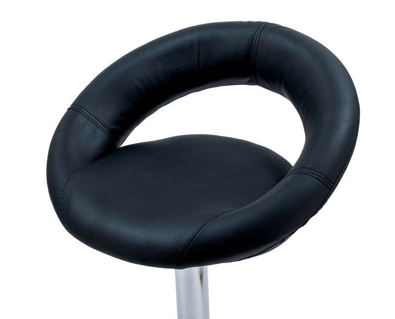 Set of 2 Modern Bar Stools PU Leather Kitchen Chairs - Black NEW