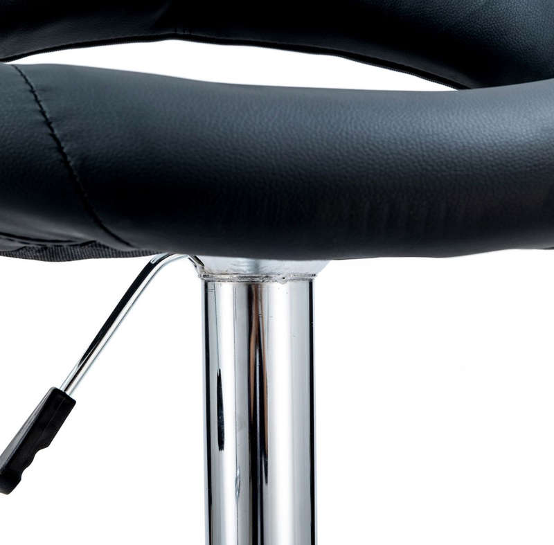 Set of 2 Modern Bar Stools PU Leather Kitchen Chairs - Black NEW