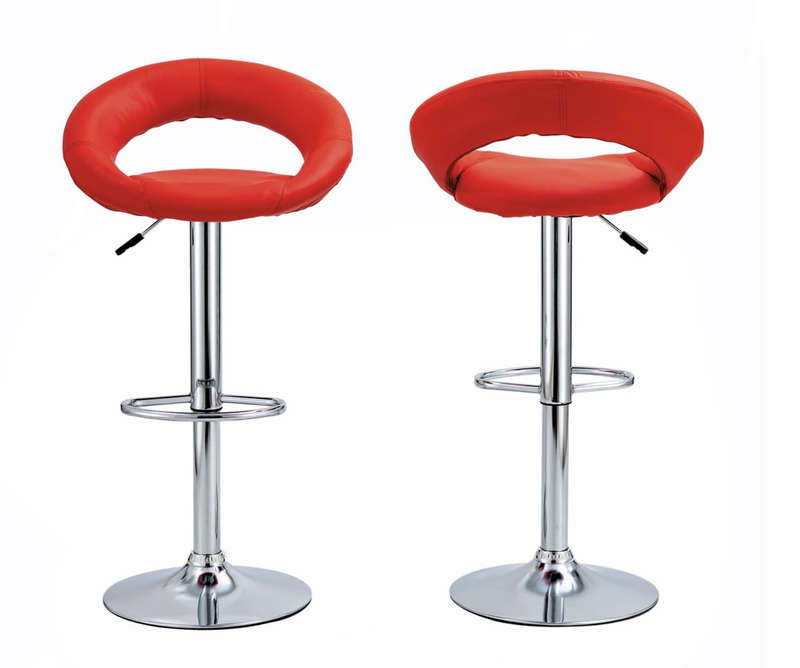 2 Set Modern Bar Stools Leather Kitchen Chairs - Red New