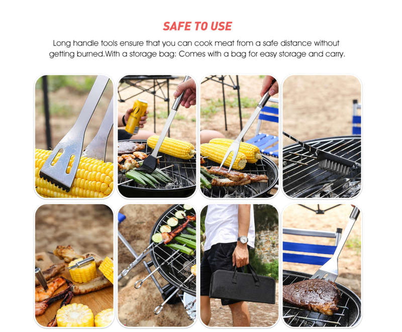 18 Piece Stainless Steel Braai BBQ Tool Set Accessories