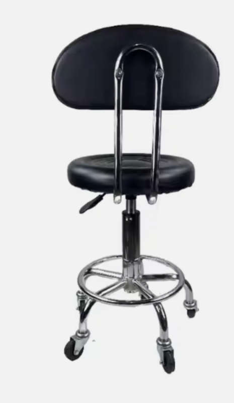 Stylist Modern Round Salon Stool with Adjustable Height and Back Rest