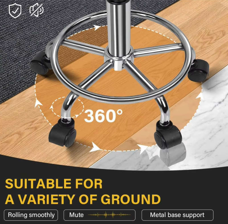 Stylist Modern Round Salon Stool with Adjustable Height and Back Rest