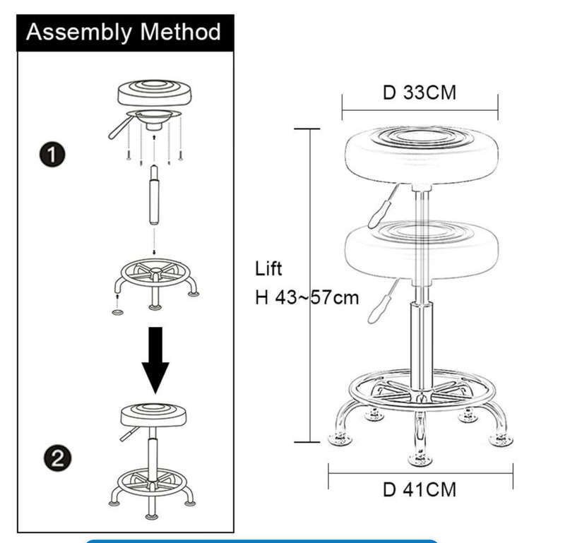 Modern and Adjustable Mini Bar Stool with Wheels New - White
