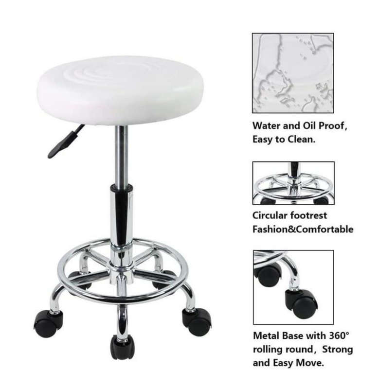 Modern and Adjustable Mini Bar Stool with Wheels New - White