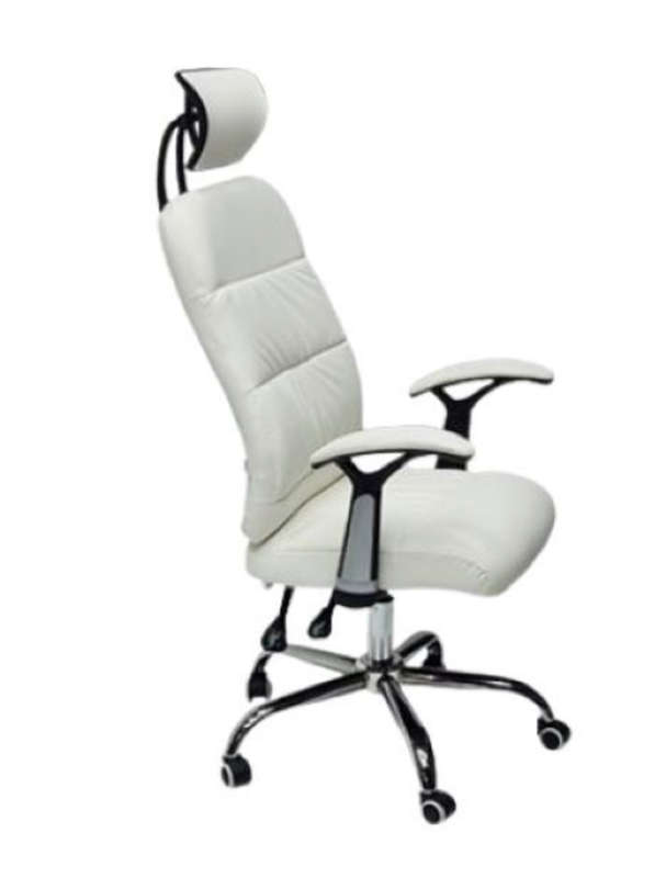 Reclining Office PU Leather Chair with Head and Arm rests - WHITE DEMO READ DESCRIPTION