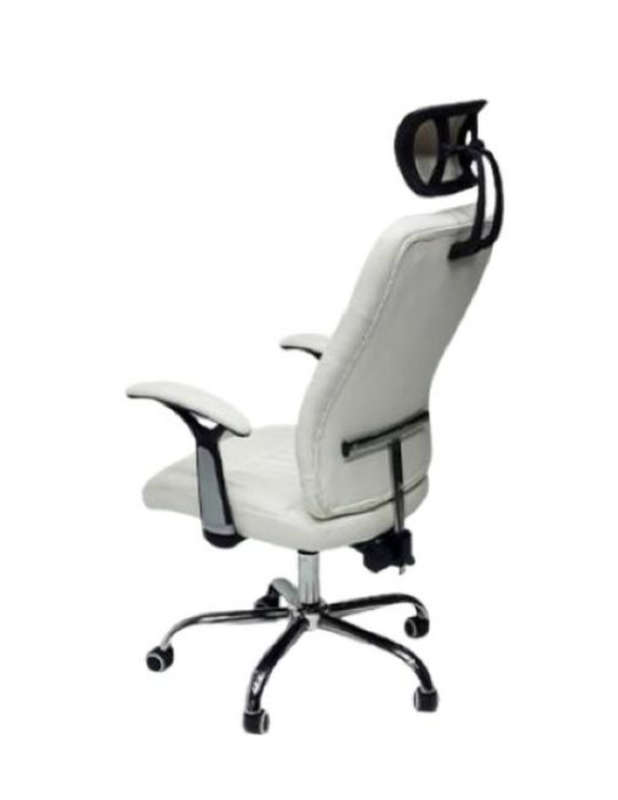 Reclining Office PU Leather Chair with Head and Arm rests - WHITE DEMO READ DESCRIPTION