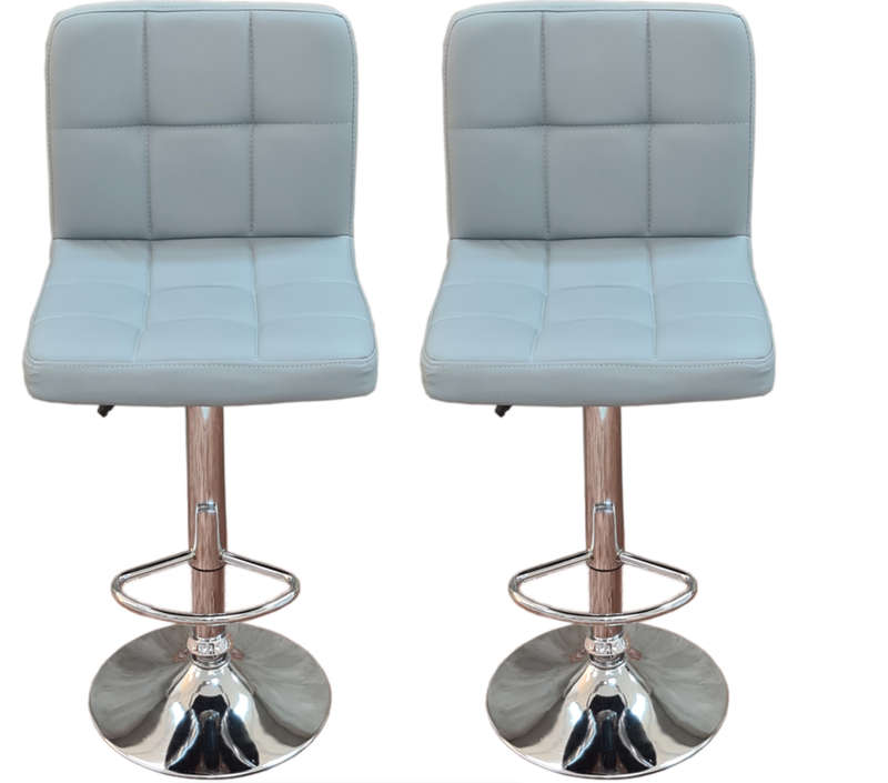 Padded Bar Stools / Kitchen Chairs - Set of 2 - Grey Colour Demo