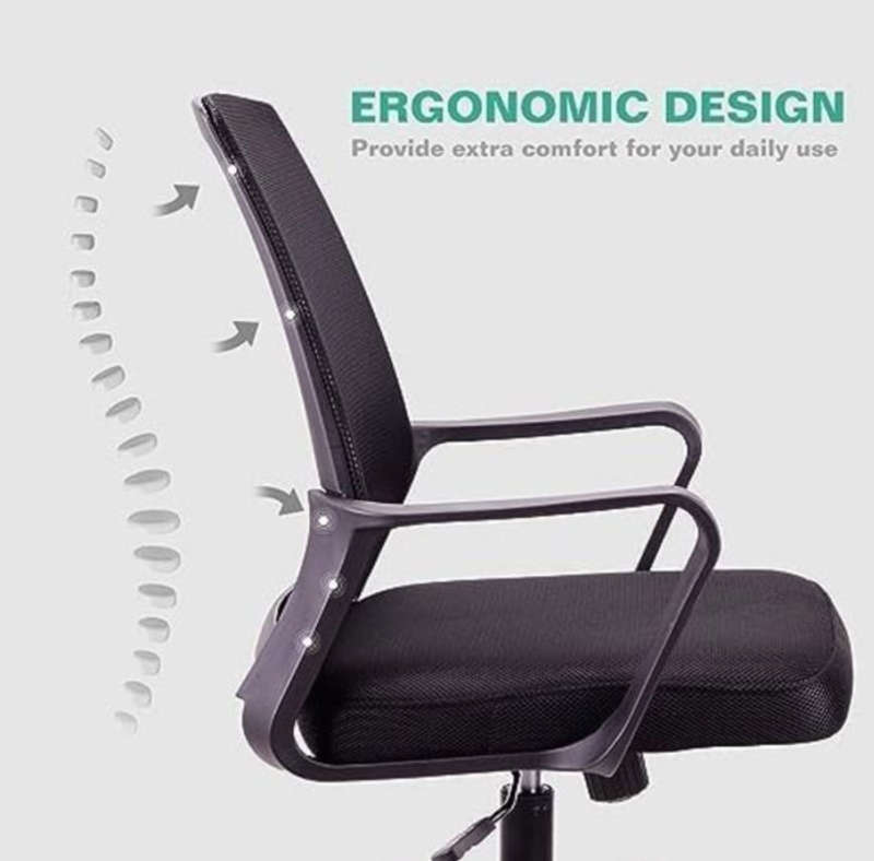 Ergonomic Mid Back Office Swivel Chair Steel Base - DEMO READ DESCRIPTION