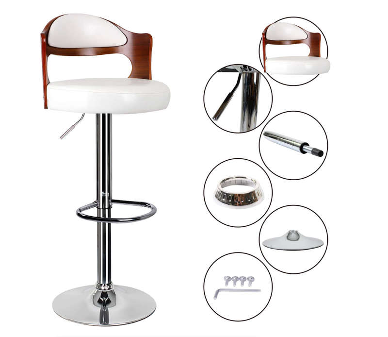 Bar Stools  Beige/White (Cream) with Wooden Brown Finish