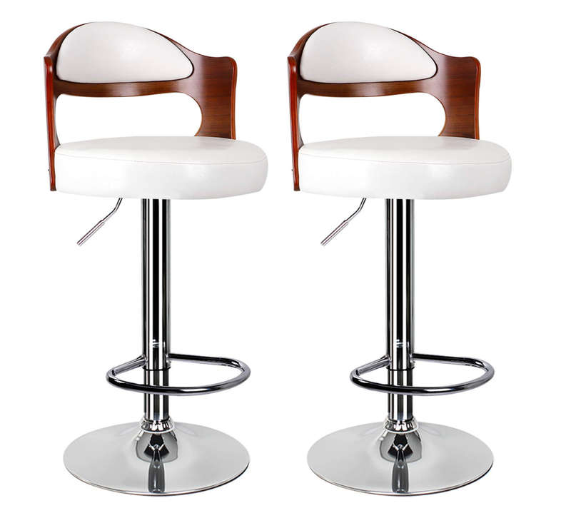 Bar Stools  Beige/White (Cream) with Wooden Brown Finish