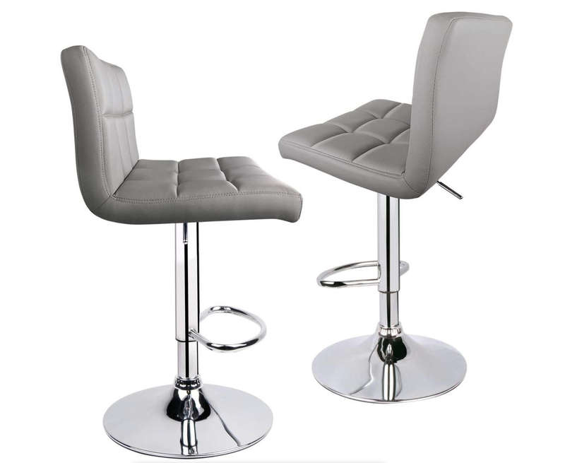 PU LATHER Padded Bar Stools / Kitchen Chairs - Set of 2 - Grey Colour DEMO READ DESCRIPTION