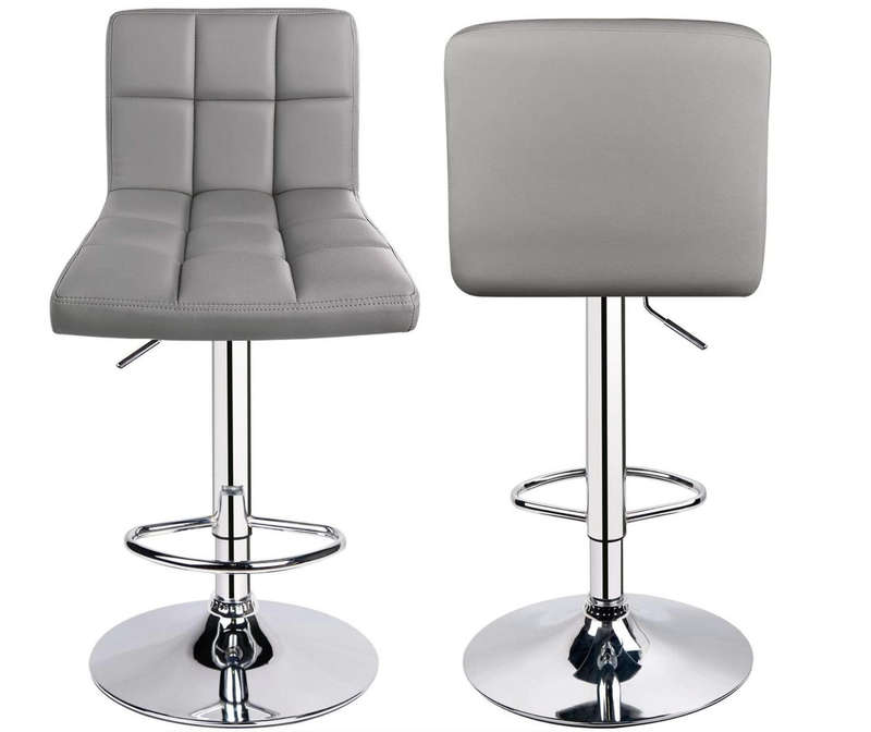 PU LATHER Padded Bar Stools / Kitchen Chairs - Set of 2 - Grey Colour DEMO READ DESCRIPTION