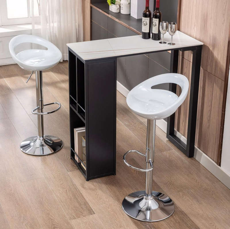 Bar Stools / Kitchen Counter Breakfast Chairs  2 Pack - WHITE DEMO/DISPLAY