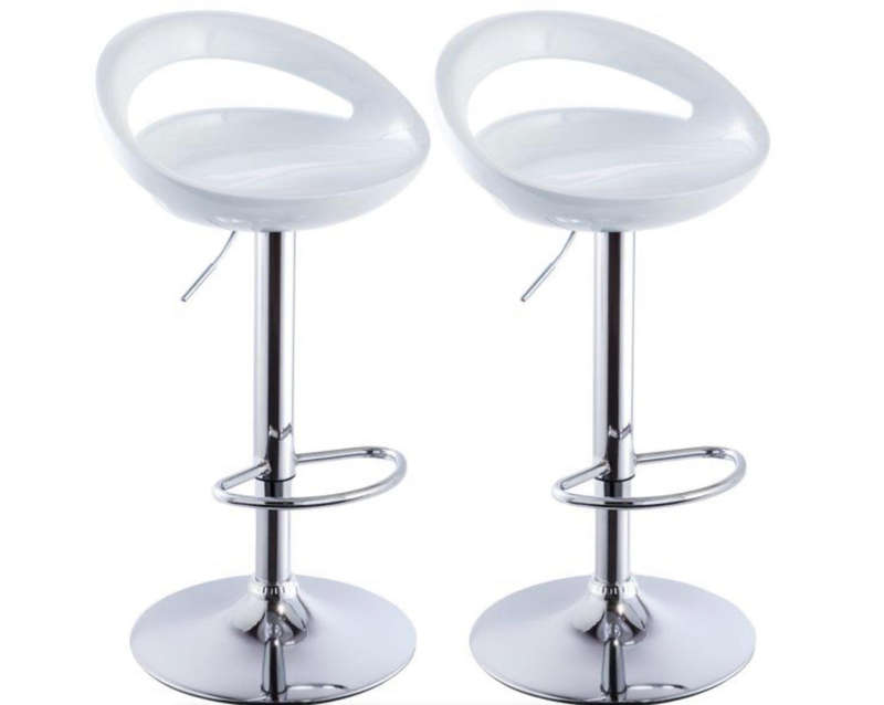 Set of 2 Glossy Swivel Stools with Chrome Base