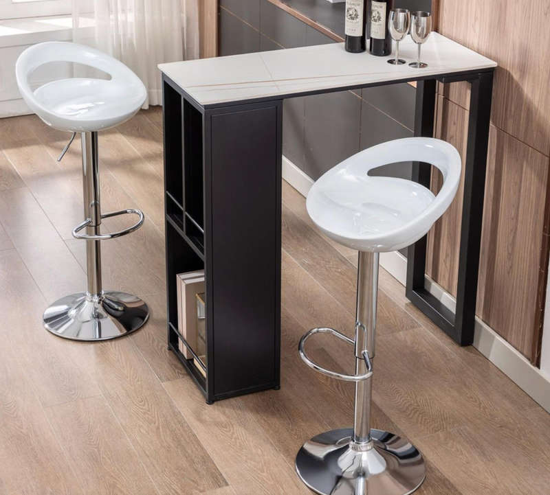 Set of 2 Glossy Swivel Stools with Chrome Base