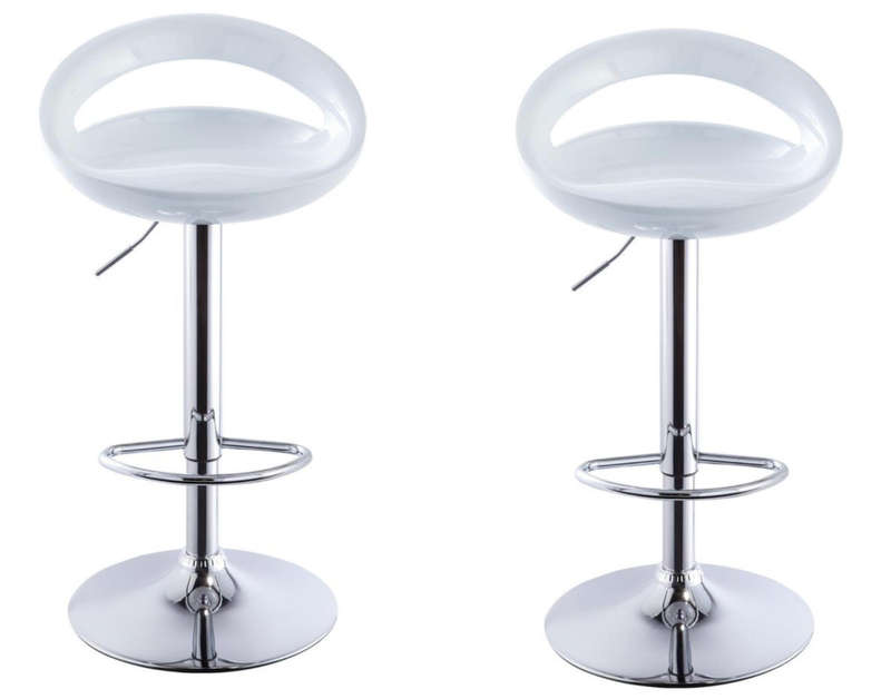 Set of 2 Glossy Swivel Stools with Chrome Base